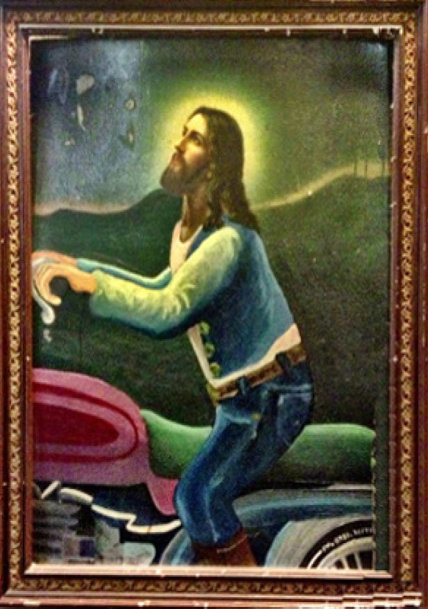Jesus auf Mottorrad